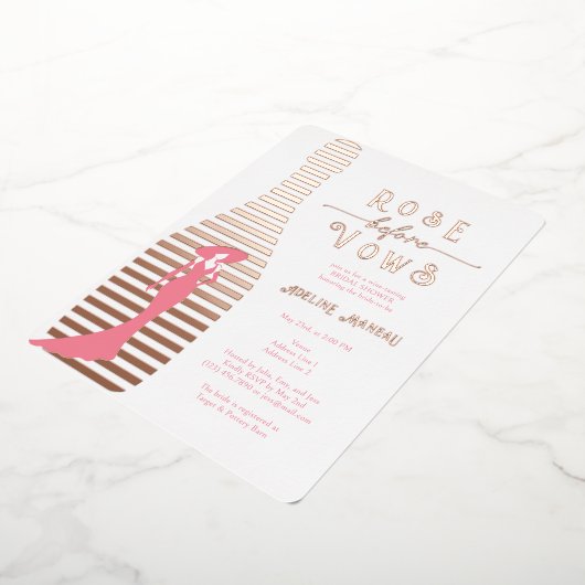 Modernes Champagner Rosé Before Vows Brautparty Folieneinladung (Gedreht)