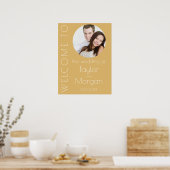 Modernes Champagner Tonal Foto Hochzeit Willkommen Poster (Küche)