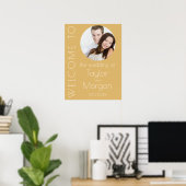 Modernes Champagner Tonal Foto Hochzeit Willkommen Poster (Heimbüro)