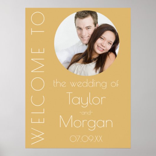 Modernes Champagner Tonal Foto Hochzeit Willkommen Poster (Vorne)