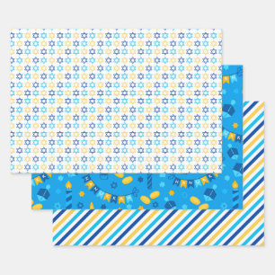Modernes Chanukka Geschenkpapier Set