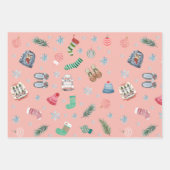 Modernes, charmantes Muster kariert grün l rot Xma Geschenkpapier Set (Vorderseite 3)