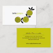Modernes Chartreuse Blumen Visitenkarte (Vorne/Hinten)