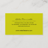 Modernes Chartreuse Blumen Visitenkarte (Rückseite)