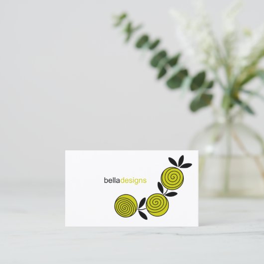 Modernes Chartreuse Blumen Visitenkarte (Stehend Vorderseite)