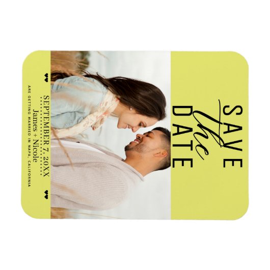 Modernes Chartreuse Save the Date Hochzeitsszitz F Magnet (Horizontal)
