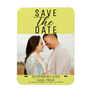 Modernes Chartreuse Save the Date Hochzeitsszitz F Magnet