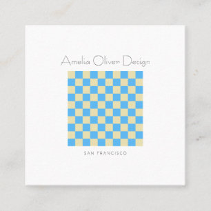 Modernes Checkerboard Blue Simple Stylish Custom Quadratische Visitenkarte