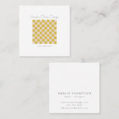 Modernes Checkerboard Gelb einfach, stilvoll und i Quadratische Visitenkarte (Vorne/Hinten)