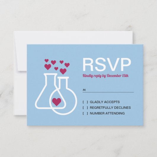 Modernes Chemie-Herz-Hochzeit RSVP Karte (Vorderseite)