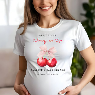 Modernes Cherry auf dem rosa Bow Babydusche T - Sh Tri-Blend Shirt