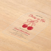 Modernes Cherry auf dem rosa Brautparty Acryleinladungen (Ablage )