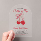 Modernes Cherry auf dem rosa Brautparty Acryleinladungen (Insitu (Handheld))