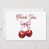 Modernes Cherry auf dem rosa Brautparty Dankeskarte (Vorderseite)