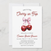 Modernes Cherry auf dem rosa Brautparty Einladung (Vorderseite)