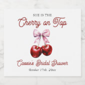 Modernes Cherry auf dem rosa Brautparty Schaumweinetikett (Einzelnes Label)