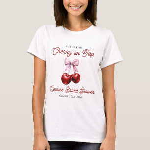 Modernes Cherry auf dem rosa Brautparty T-Shirt