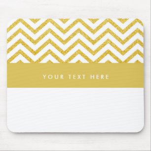 Modernes Chevron Weiß & Gold Trend Mauspad