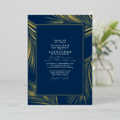 Modernes Chic Beach Palm & UAWG QR Code Hochzeit G Folieneinladung (Stehend vorne)