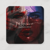 Modernes Chic Beauty Cream Beige Lässiges Script F Quadratische Visitenkarte (Vorderseite)