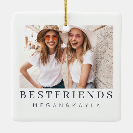 Modernes Chic Best Friends BESTE FREUNDIN Foto Keramikornament (Rückseite)