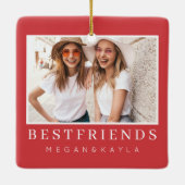 Modernes Chic Best Friends BESTE FREUNDIN Foto Keramikornament (Rückseite)