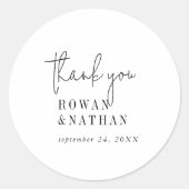 Modernes Chic Black and White Danke Stickers (Vorderseite)