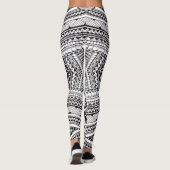 Modernes Chic Black and White Tribal Tattoo Muster Leggings (Rückseite)