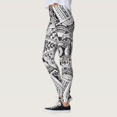 Modernes Chic Black and White Tribal Tattoo Muster Leggings (Links)
