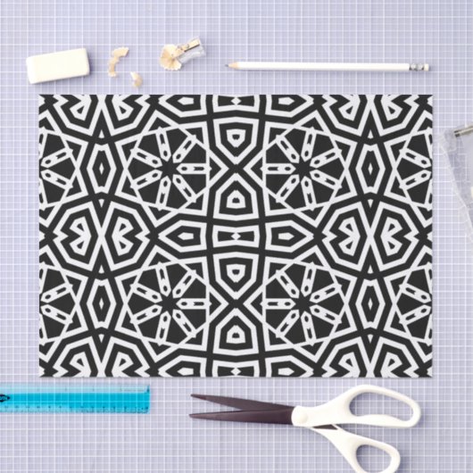 Modernes Chic Black & White Geometric-Muster Seidenpapier (Handwerk)