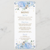 Modernes Chic Blue Floral Balloons Baby Duschmenü Programm (Vorderseite)