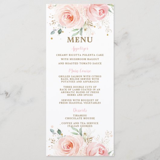 Modernes Chic Blush Floral Balloons Baby Showmenü Programm (Vorderseite)