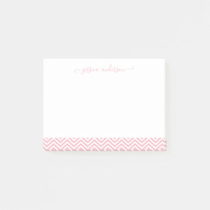 Modernes Chic Blush Pink White Zickzack Girl Scrip Post-it Klebezettel