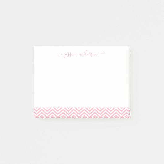 Modernes Chic Blush Pink White Zickzack Girl Scrip Post-it Klebezettel (Vorderseite)