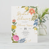 Modernes Chic Boho Bright Wild Blume Brautparty Einladung (Stehend Vorderseite)