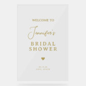 Modernes Chic Brautparty Willkommen Gold Script Acrylschild (Vorderseite)