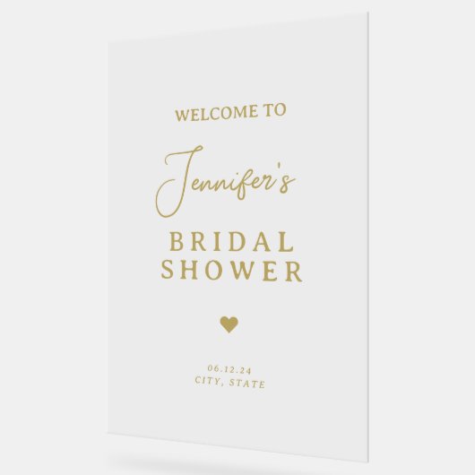 Modernes Chic Brautparty Willkommen Gold Script Acrylschild (Winkel)