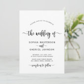 Modernes Chic Calligraphy Script Foto Hochzeit Einladung (Stehend Vorderseite)