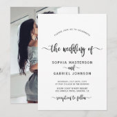 Modernes Chic Calligraphy Script Foto Hochzeit Einladung (Vorne/Hinten)
