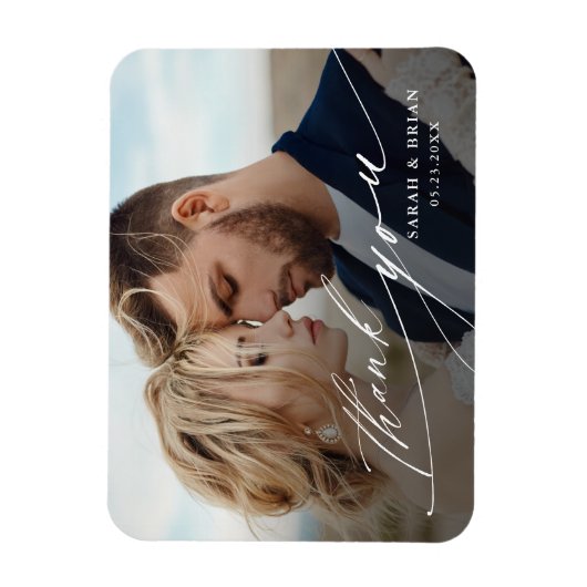 Modernes Chic Calligraphy Wedding Foto Magnet (Vertikal)