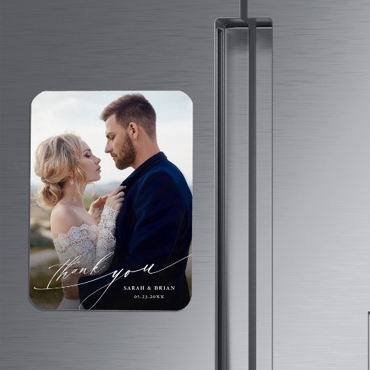 Modernes Chic Calligraphy Wedding Foto Magnet