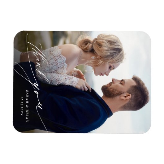 Modernes Chic Calligraphy Wedding Foto Magnet (Horizontal)