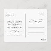 Modernes Chic Calligraphy Wedding Foto Vielen Dank Postkarte (Rückseite)