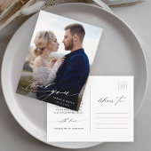 Modernes Chic Calligraphy Wedding Foto Vielen Dank Postkarte