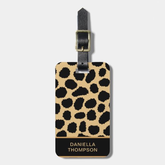 Modernes Chic Cheetah Print Pattern Abenteuer Reis Gepäckanhänger (Vorderseite vertikal)