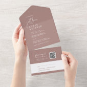 Modernes Chic Cinnamon nur Liebe QR Code Hochzeit All In One Einladung (Abreißen)