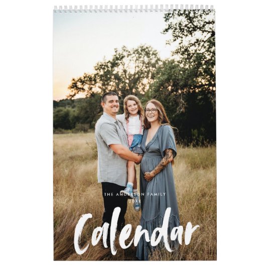 Modernes Chic CUSTOMIZABLE FARBScript-Foto Kalender (Titelbild)