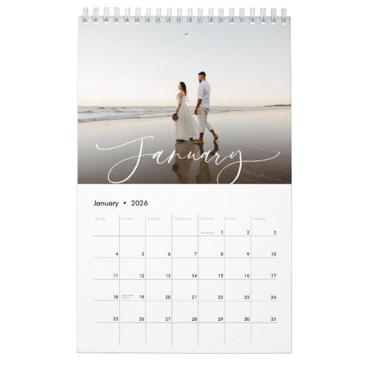 Modernes Chic CUSTOMIZABLE FARBScript-Foto Kalender (Jan 2026)