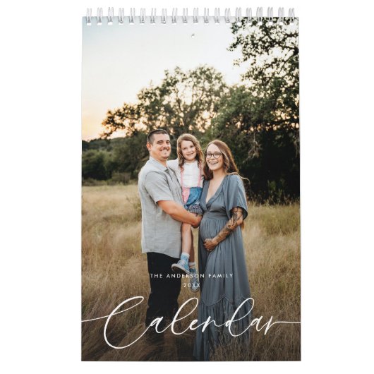 Modernes Chic CUSTOMIZABLE FARBScript-Foto Kalender (Titelbild)