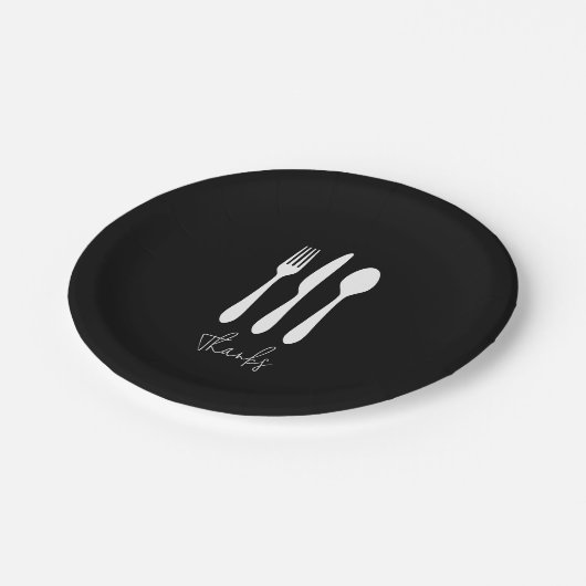 Modernes Chic Dinner dank Black Pappteller (Schrägansicht)